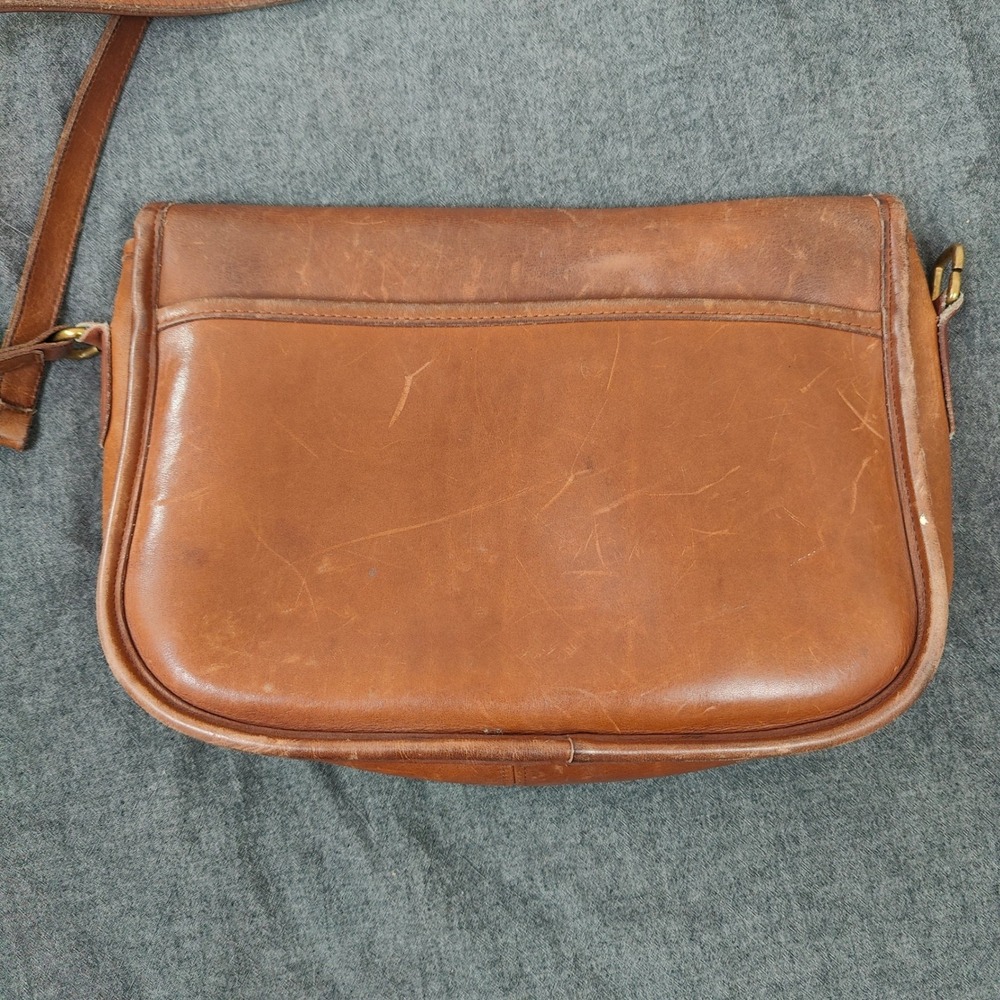 Vintage 90s Coach City Bag Women Medium Tan Leather Turnlock Crossbody AS IS - Picture 9 of 13